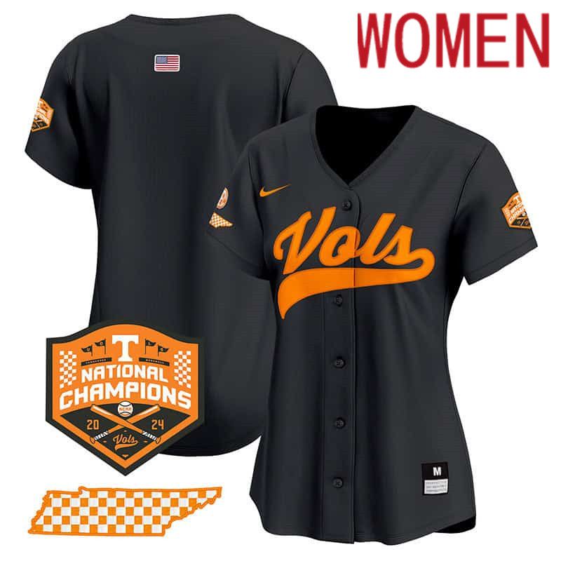 Women Tennessee Volunteers Blank Black 2024 Nike Champions Vapor Premier Limited NCAA Jersey